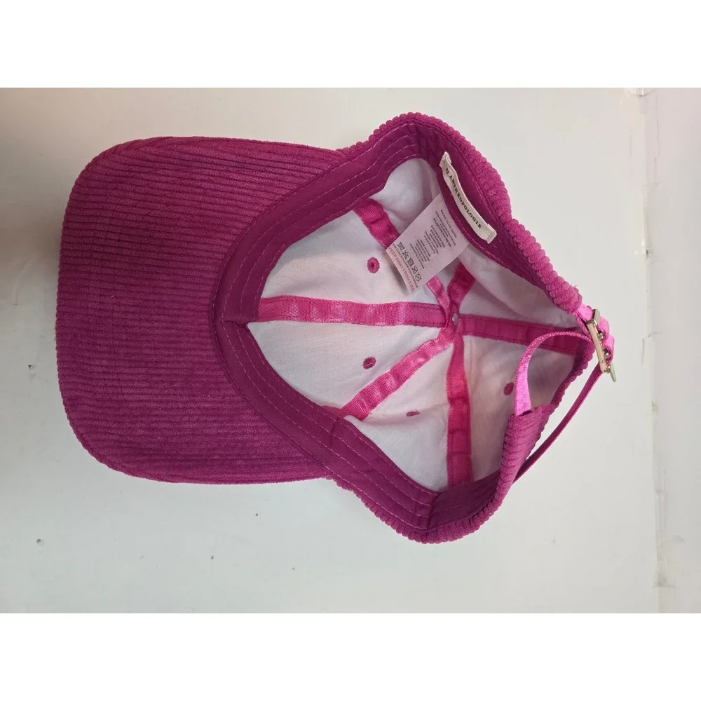 Anthropologie Magenta Pink Corduroy BaseballCap Adjustable Strapback Hat Stylish
